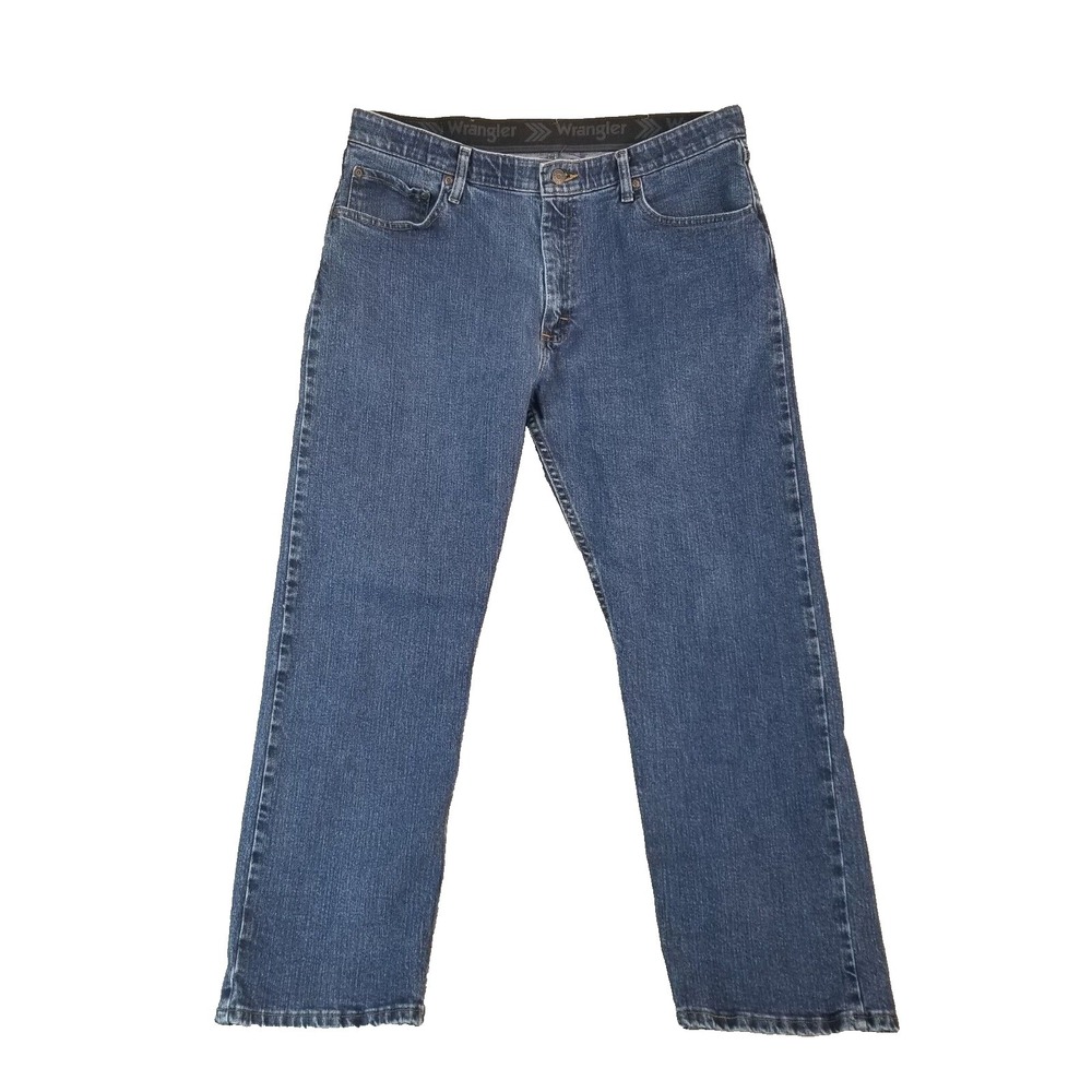 Wrangler jeans mens 36x29 comfort solutions regular fit blue stretch denim pants